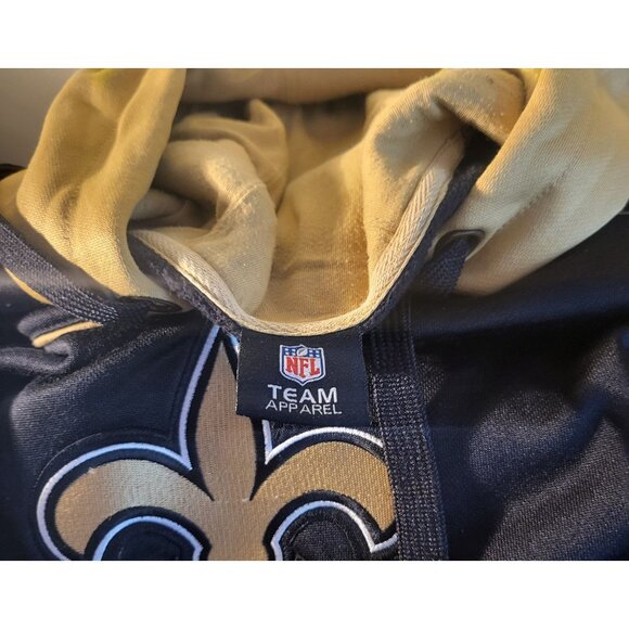 NFL Saints Hooded Pullover Sweatshirt Black & Gold Team Apparel - Picture 5 of 10